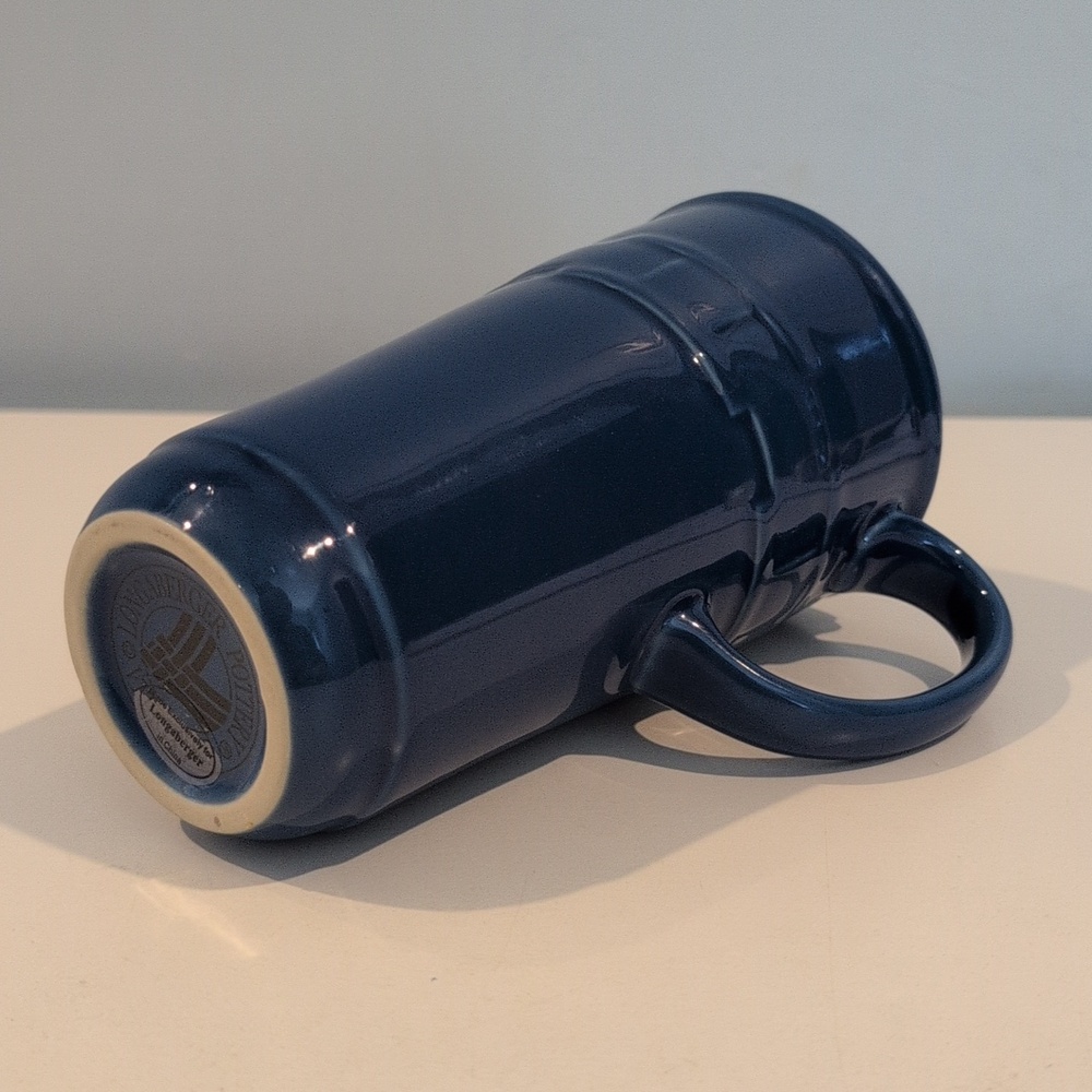 Longaberger Ceramic Woven Traditions Cornflower Blue Travel Mug With Lid - Picture 8 of 16
